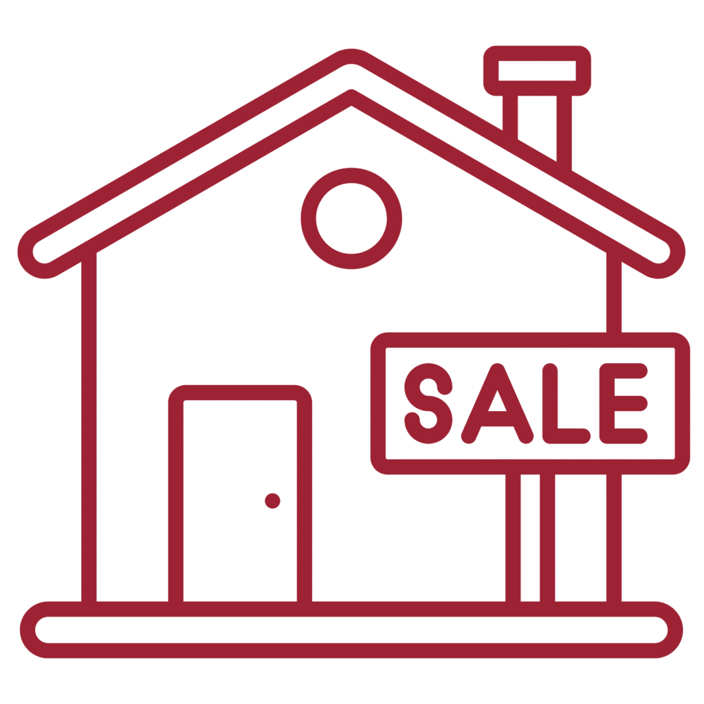 Residential Sales icon – house with “For Sale” sign.