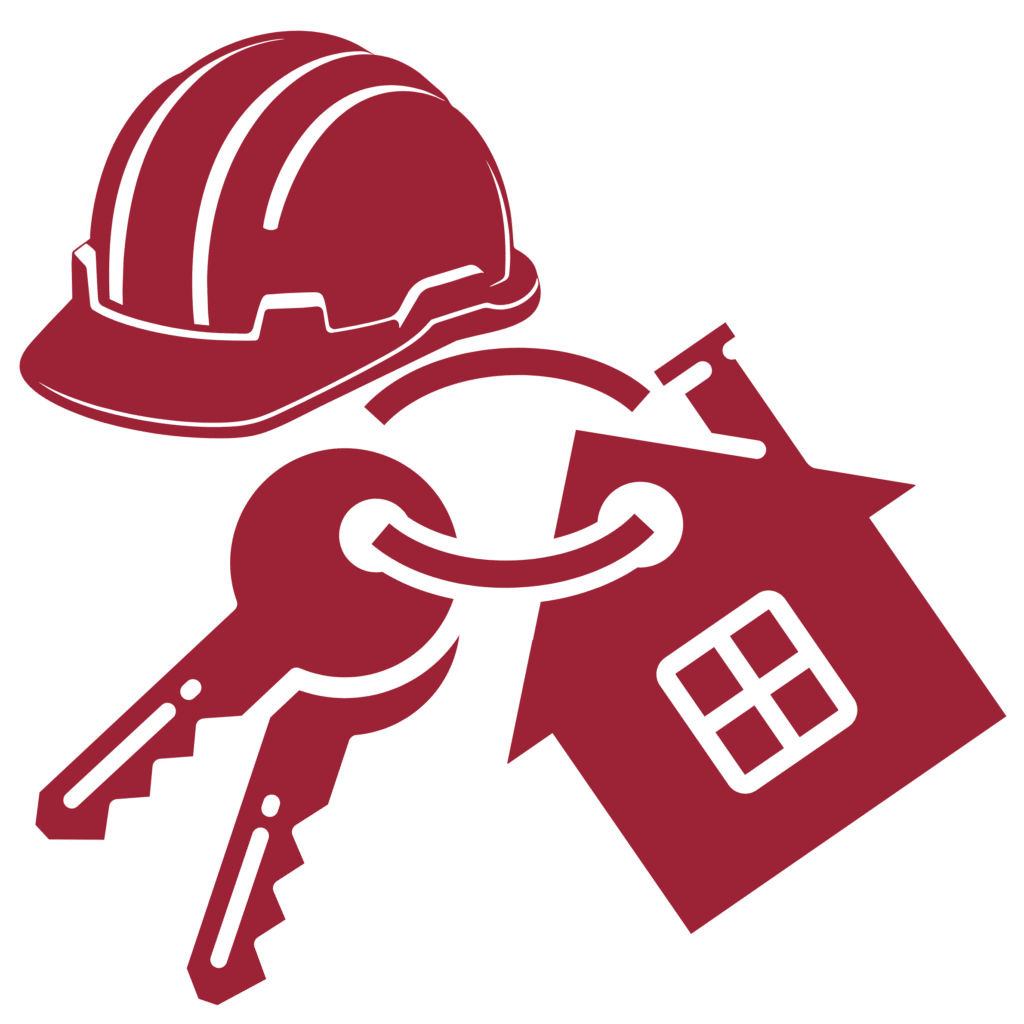 New Construction icon – crane lifting a house frame.