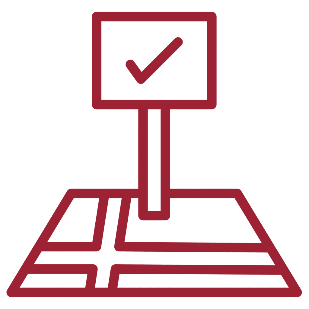 Land & Lots icon – parcel of land with trees and a sign.