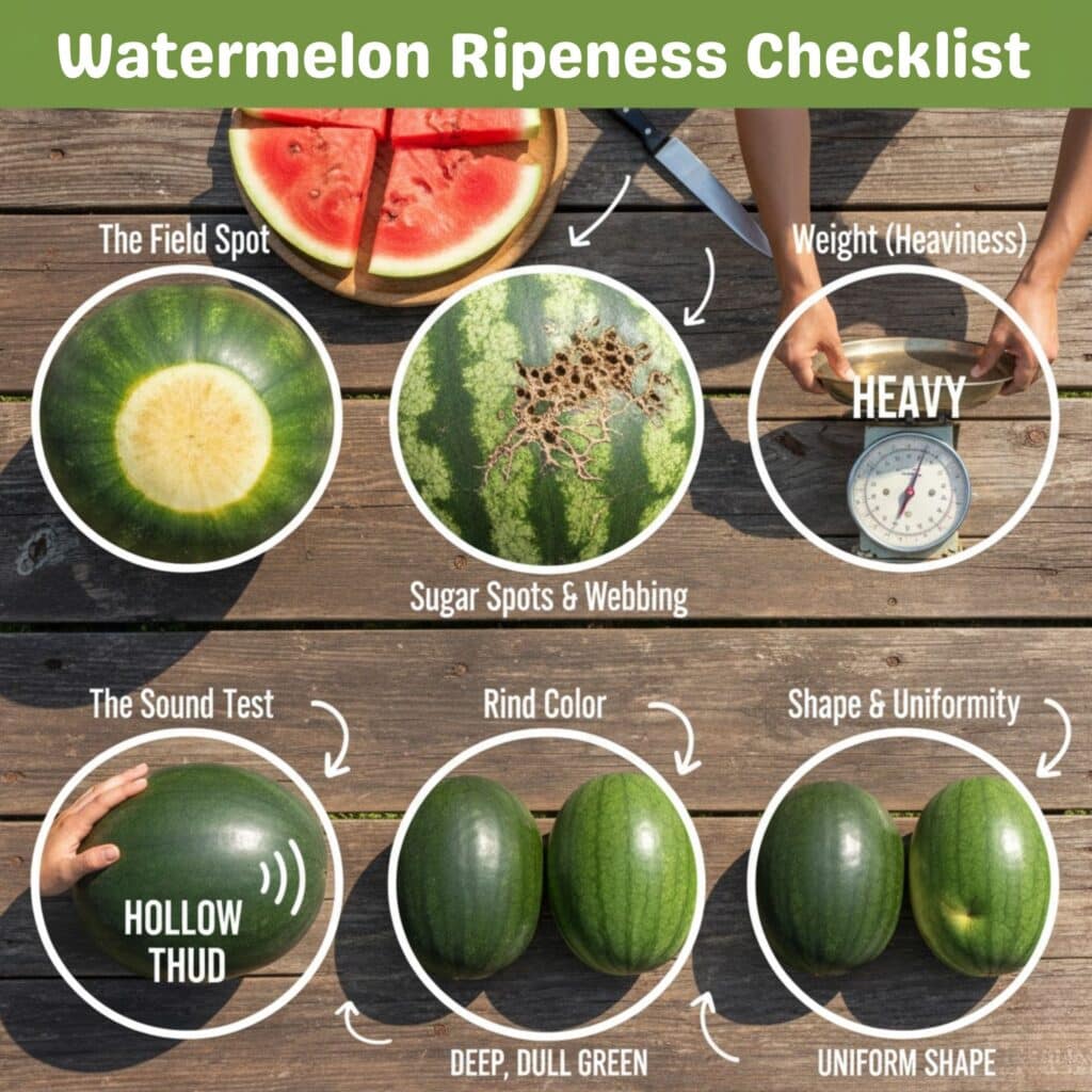 How to pick a watermelon by checking rind color and sugar spots